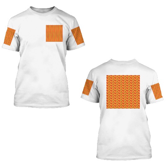 Red Chilli Pepper Pattern on orang 3D T Shirts