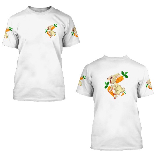 Crazy rabbit running for carrot 3D T Shirts