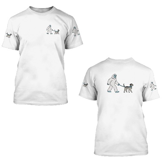 Bigfoot Sasquatch Walking Irish Wolfhound 3D T Shirts