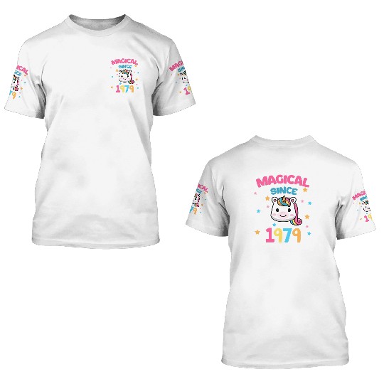 43th Birthday Magic since 1979 Unicorn 3D T Shirts