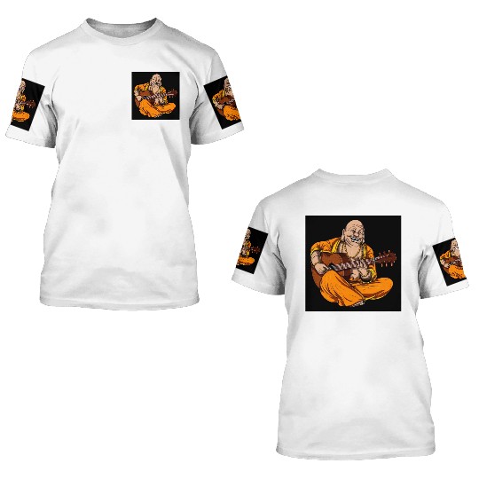 Buddha Playing Guitar 3D T Shirts