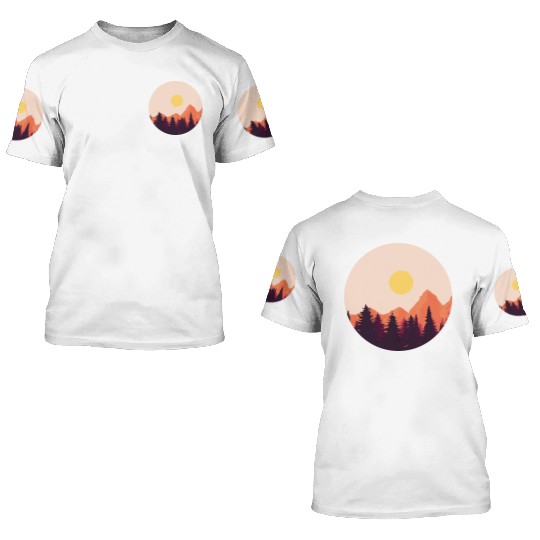 sunset horizon mountains 3D T Shirts