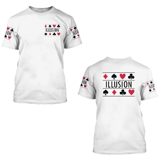 Illusion with card symbols spell magic poker 3D T Shirts