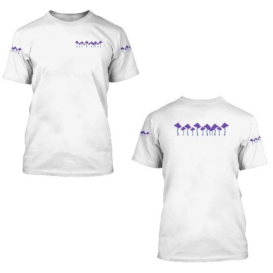 Trees Line Nature Forest Stroke Purple 3D T Shirts