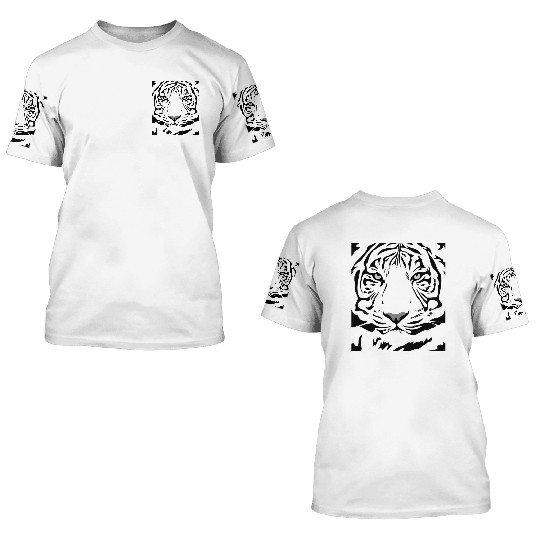 White Tiger Face Tattoo 3D T Shirts