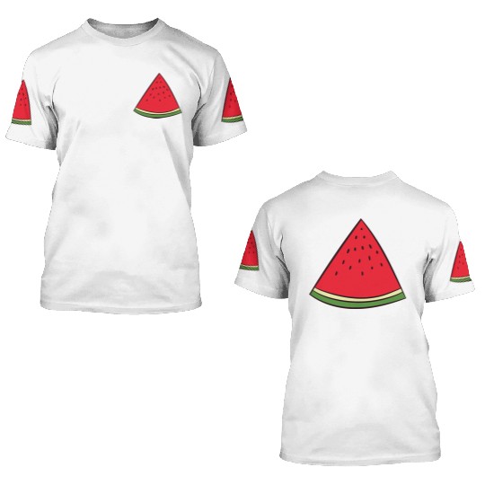 Watermelon - slice, piece, quarter, triangle 3D T Shirts