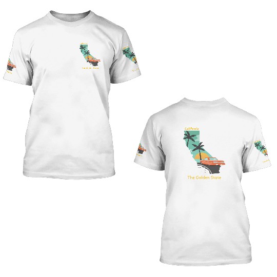 California The Golden State 3D T Shirts