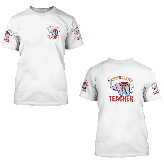 Back To School Elephant Kindergarten Teacher 3D T Shirts