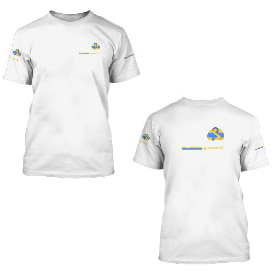 Down Syndrome Awareness Retro Sunset Yellow Blue 3D T Shirts