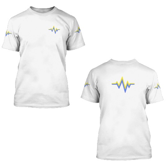 Yellow Blue Heartbeat World Down Syndrome 3D T Shirts