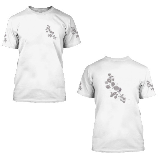 noble leaf tendril in metallic silver look 3D T Shirts