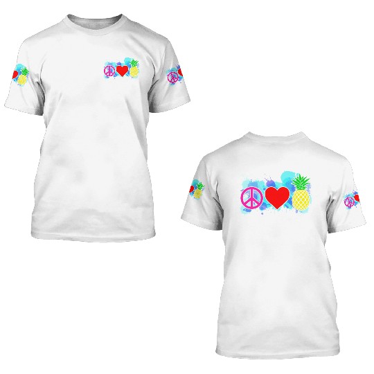 peace love pineapple 3D T Shirts