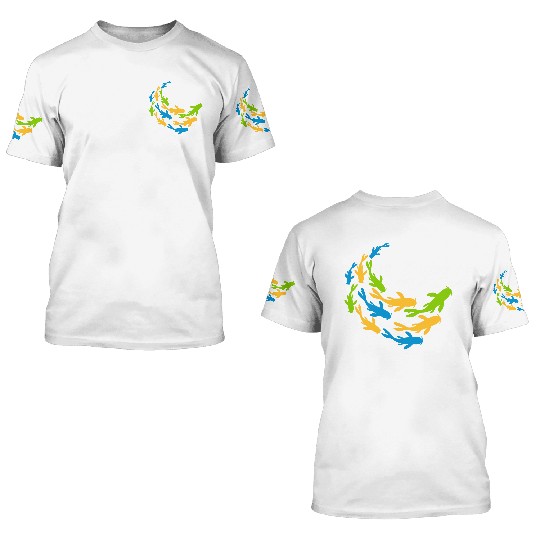 colorful shoal koi fish 3D T Shirts
