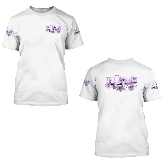 Love Purple Flowers 3D T Shirts