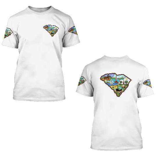 Vintage Charleston Columbia South Carolina Map 3D T Shirts