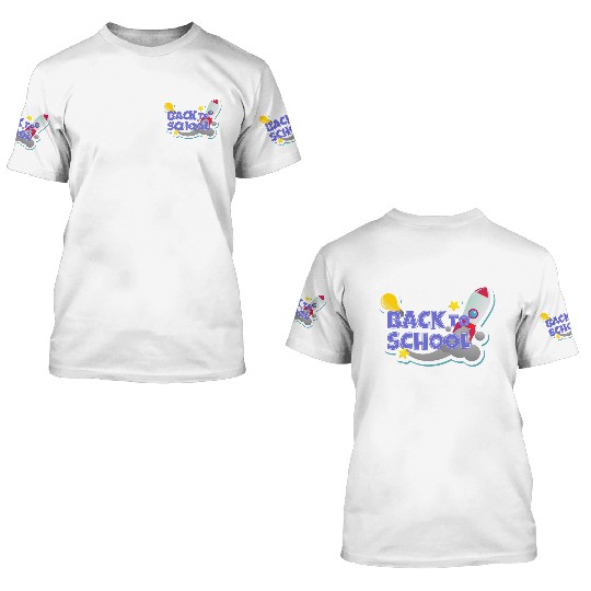 Back to School Sticker 3D T Shirts