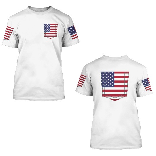 USA pocket flag 3D T Shirts