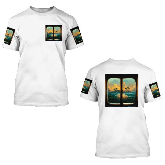 Paradise island painting 3D T Shirts