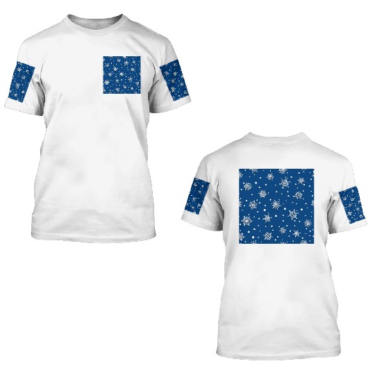 Modern Navy Blue Snowflakes Pattern 3D T Shirts
