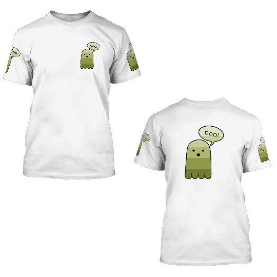 Olive Green Boo Ghost Halloween 3D T Shirts