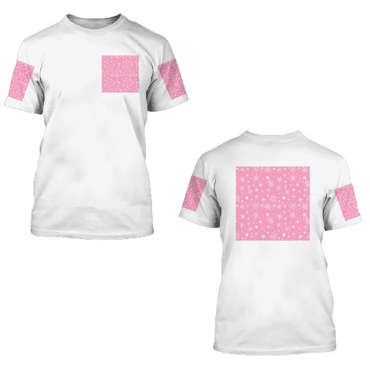 Snowflakes Pattern Pink White 3D T Shirts
