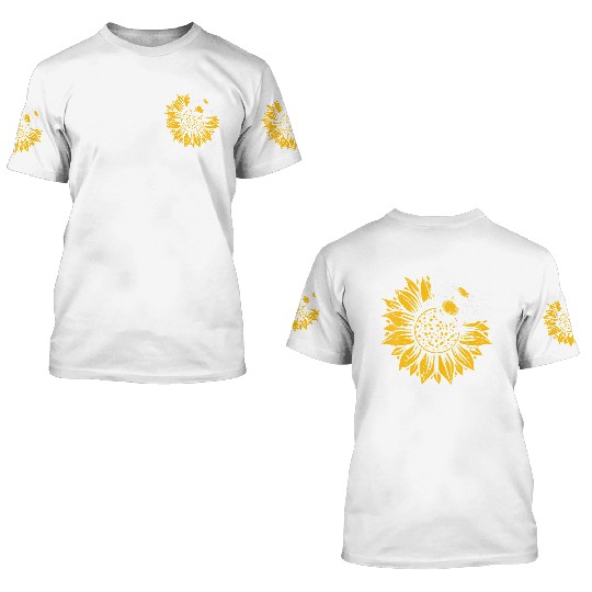 Womens Bumblebee Sunflower Springtime Save The Bee 3D T Shirts