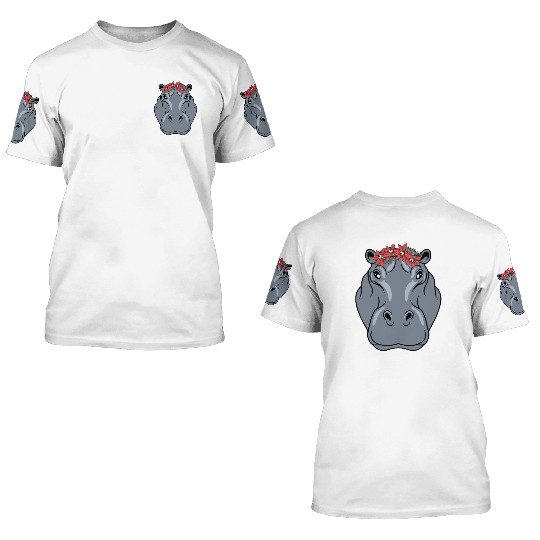 She is Hippo 3D T Shirts