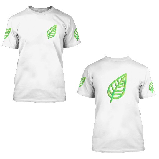 leaf icon nature green thick 3D T Shirts