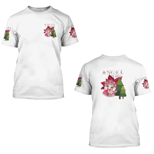 Winter Angel Christmas Tree Poinsettia 3D T Shirts