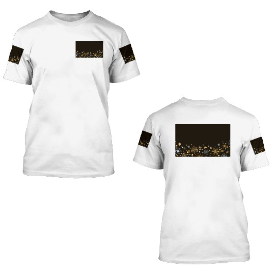 Elegant Snowflakes Black Gold Silver 3D T Shirts