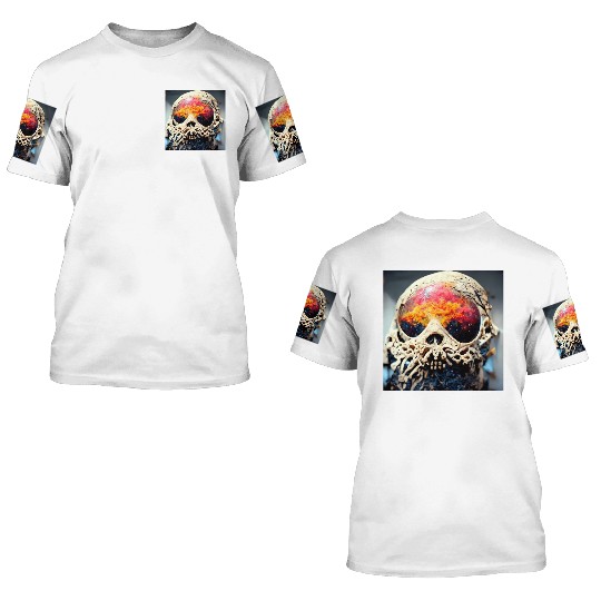 Extremely Realistic Skull in Abstract Art 3D T Shirts
