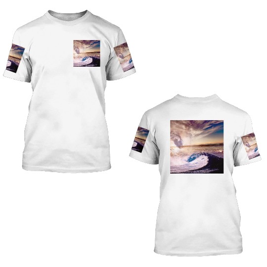 dark blue ocean waves storm fantasy 3D T Shirts