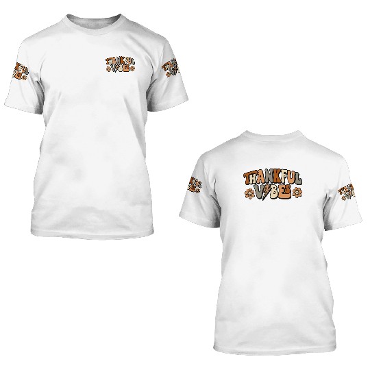 Retro Thankful Vibes Leopard Print 3D T Shirts