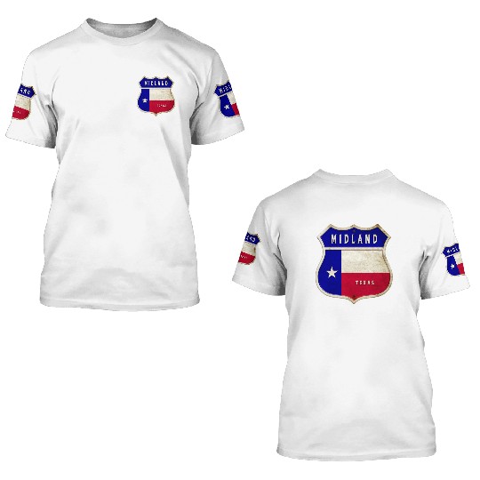 Midland Texas crest flag design 3D T Shirts