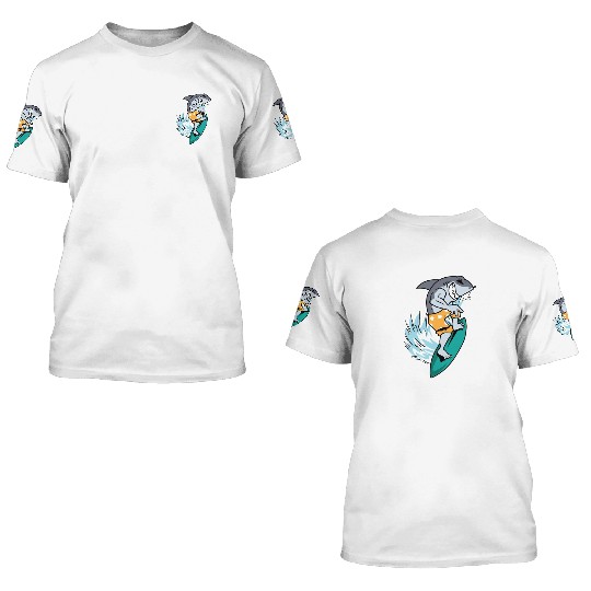 Surfing Shark Wind Surfer Gift 3D T Shirts