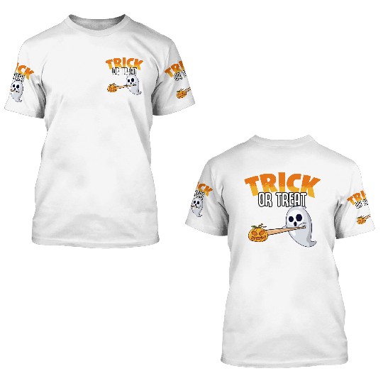 Creepy Baseball Pumpkin Ghost For Trick Or Treat 3D T Shirts