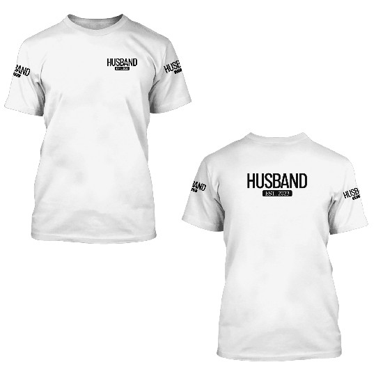 Husband Est. 2023 Matching Couple Newlywed Married 3D T Shirts