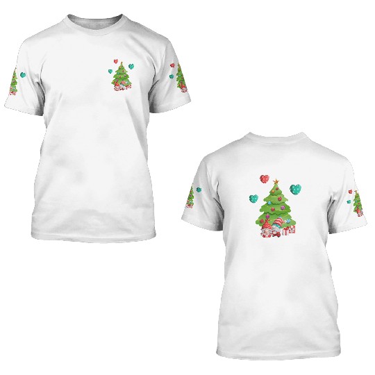 christmas is love, gnomes, christmas tree, love 3D T Shirts