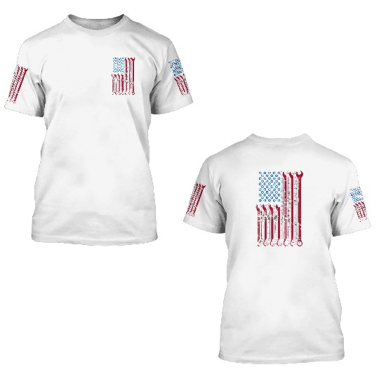 American Flag Mechanic Combination Wrenches 3D T Shirts