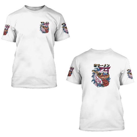 Ramen Koi Fish Japan Tokyo Kawaii 3D T Shirts