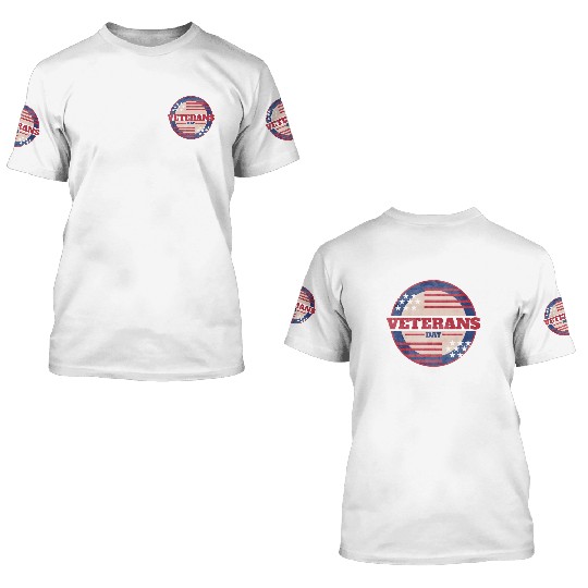 US Flag Round Logo For Veterans Day 3D T Shirts
