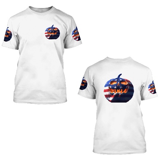 Halloween Pumpkin USA 3D T Shirts