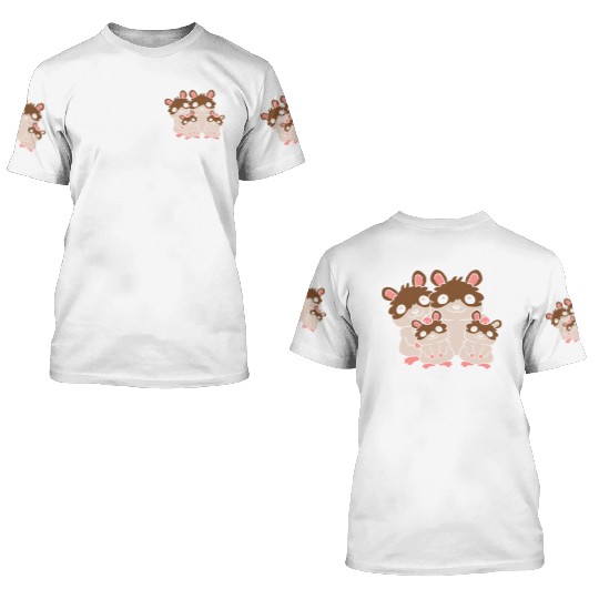 Friendly hamster family kids 3D T Shirts