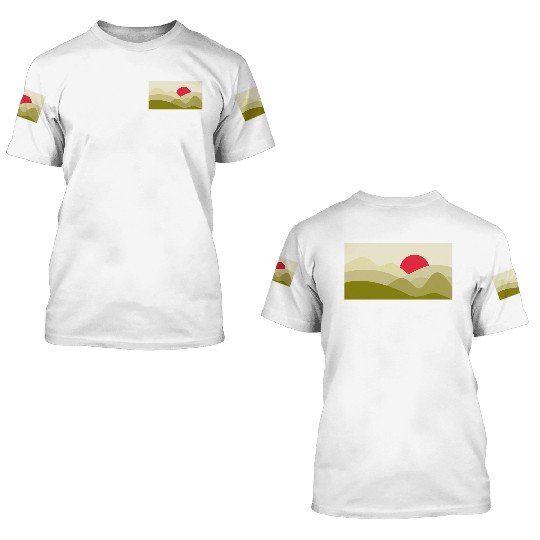 Minimalist Sun Olive Green 3D T Shirts