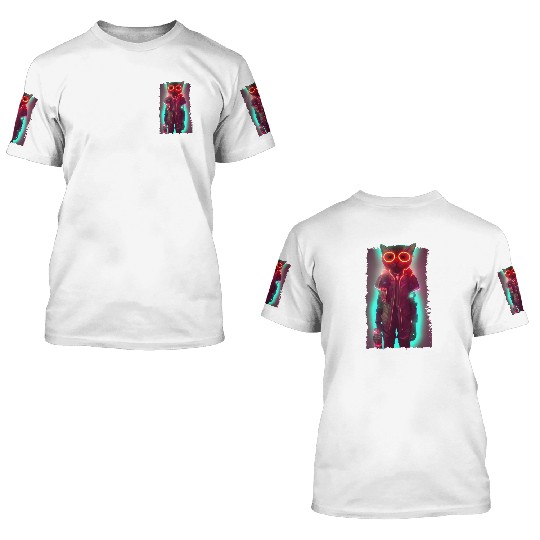 Futuristic Cyberpunk Cat 3D T Shirts