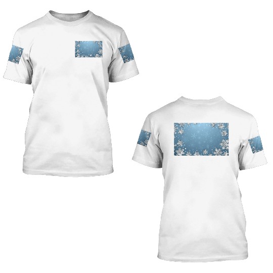 Winter Snowflakes Blue Pattern 3D T Shirts