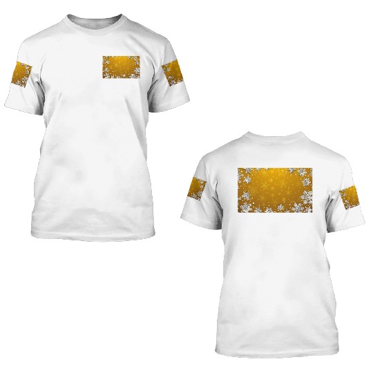 Winter Snowflakes Orange Pattern 3D T Shirts