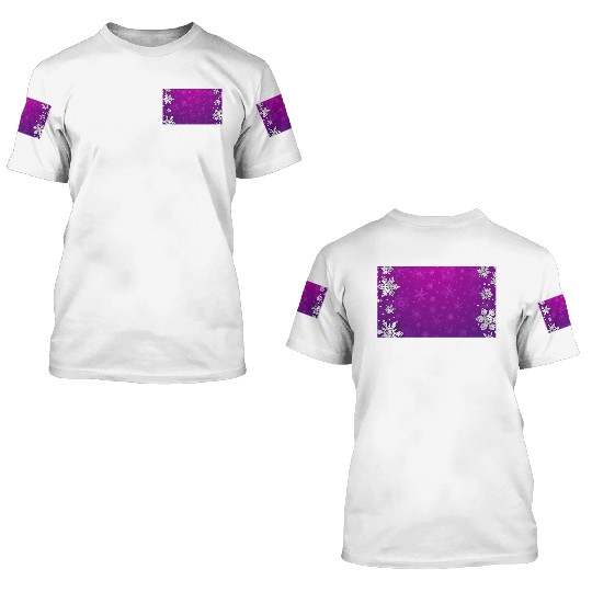 Winter Snowflakes Purple Pattern 3D T Shirts