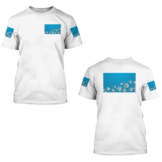 Modern Snowflakes Blue 3D T Shirts