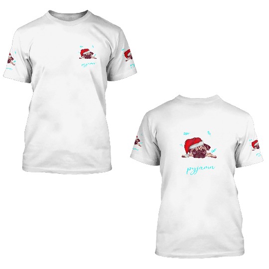 Winter Christmas Pyjama Pug 3D T Shirts